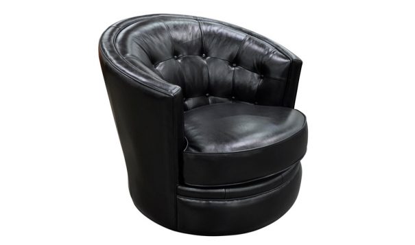 Omnia Paz Swivel Leather Chair at Currier's Leather Furniture in Hampton Falls NH